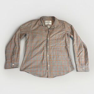 Frank & Eileen Barry Button Up Shirt Womens XL Plaid Gray Orange Long Sleeve
